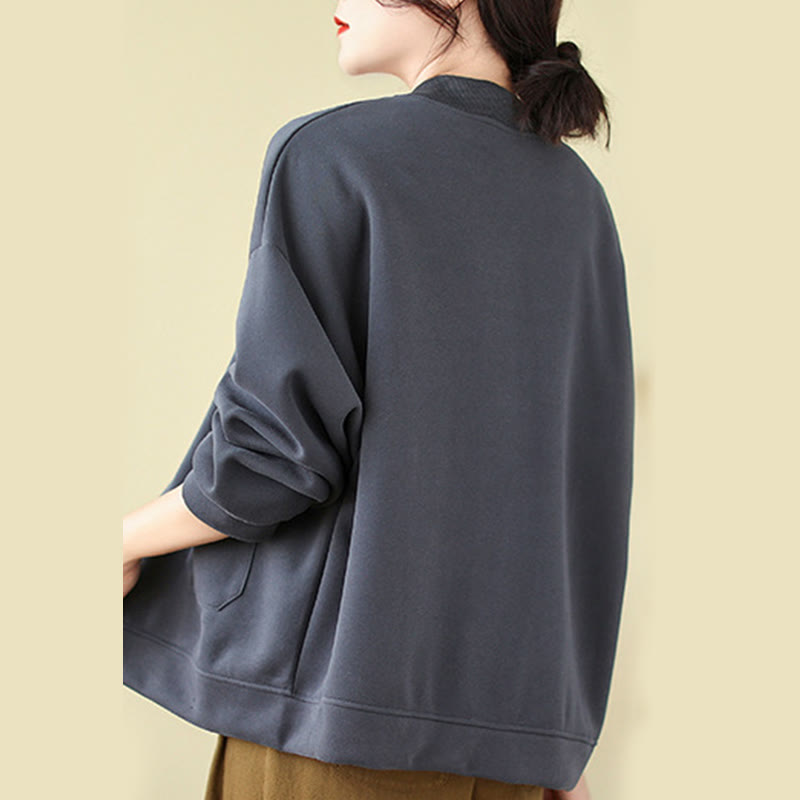 Veste en coton à manches longues et col ras du cou pour femme avec poches et boutons Buddha Stones - image 26