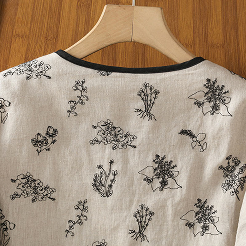 Veste matelassée en coton à manches longues et boutons-grenouille brodés Buddha Stones pour femme avec poches - image 3