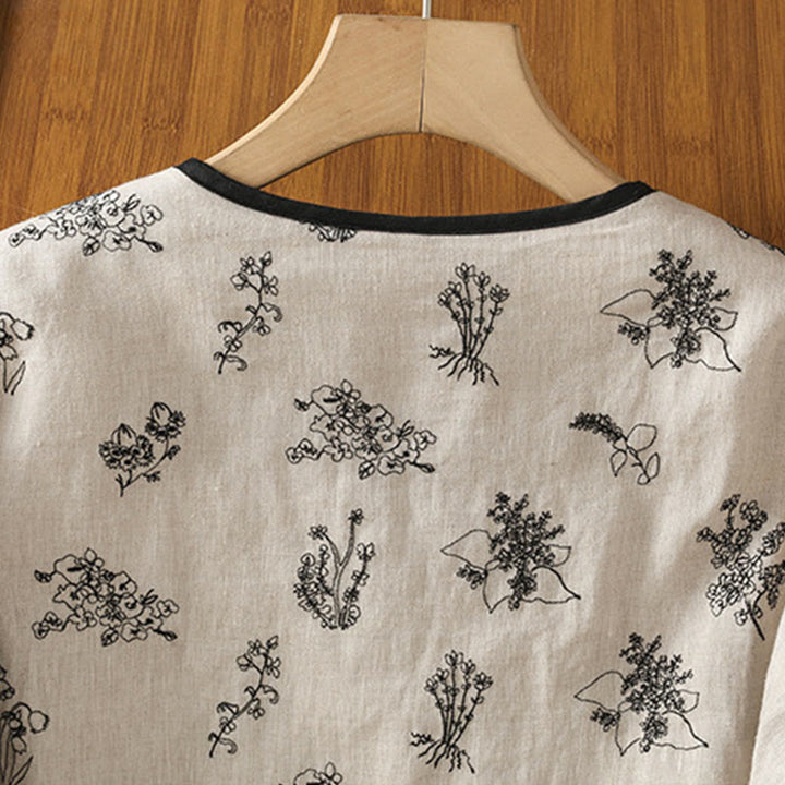 Veste matelassée en coton à manches longues et boutons-grenouille brodés Buddha Stones pour femme avec poches - image 3