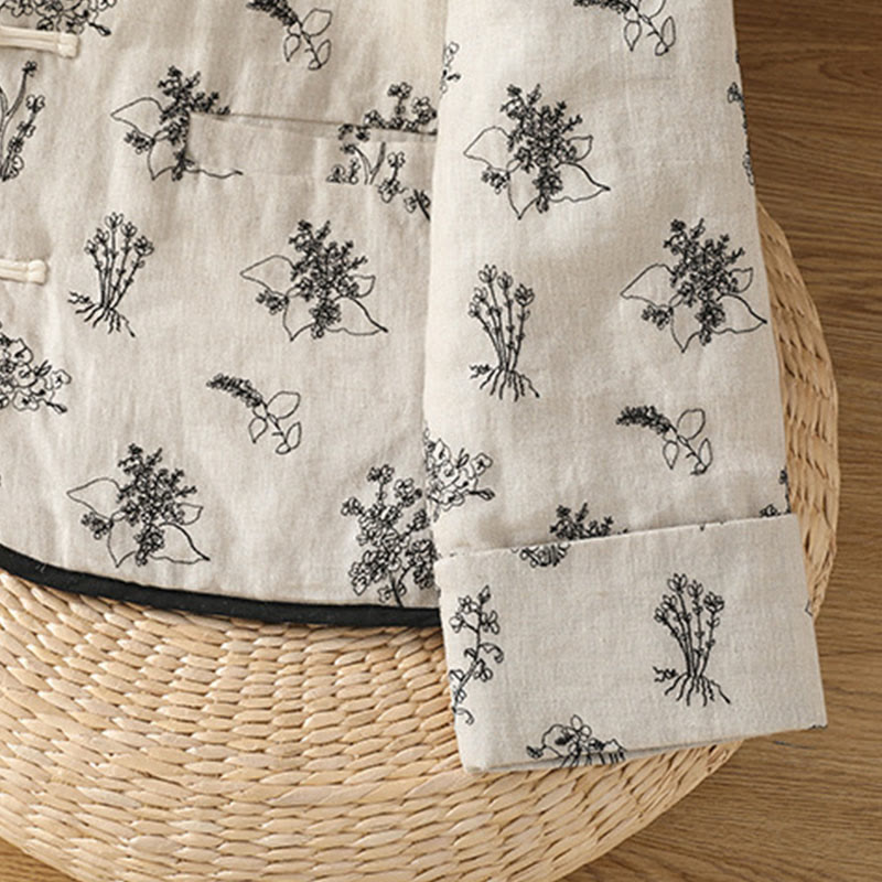 Veste matelassée à manches longues et poches, imprimée avec boutons grenouille, pour femme, de la Buddha Stones - image 9