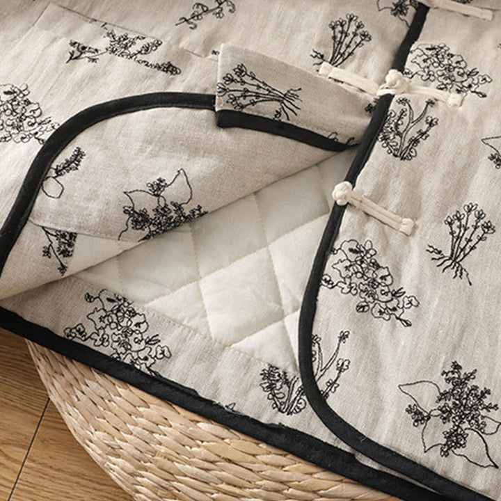 Veste matelassée à manches longues et poches, imprimée avec boutons grenouille, pour femme, de la Buddha Stones - image 6