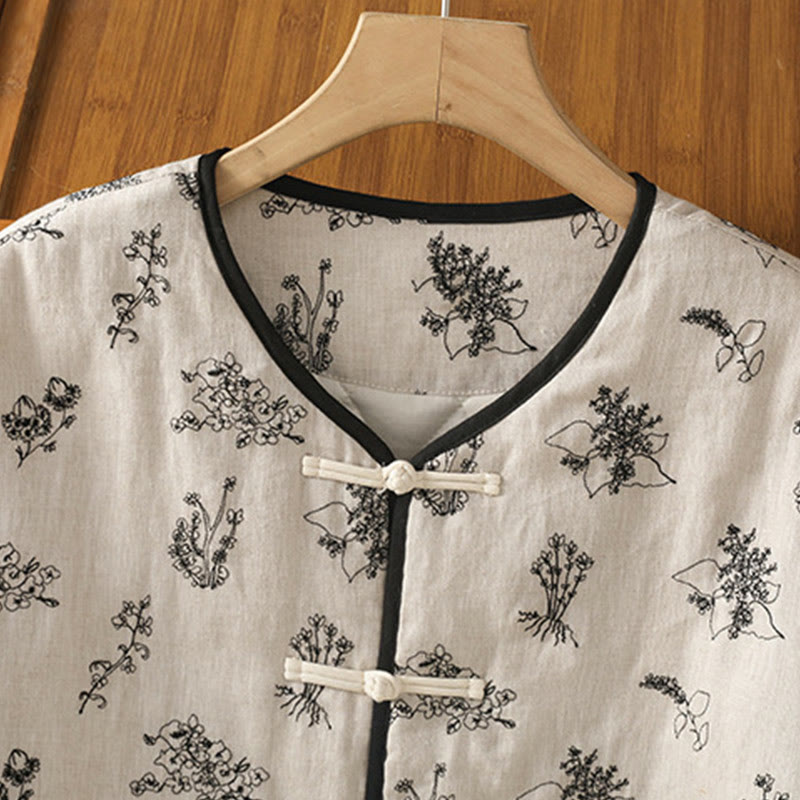 Veste matelassée à manches longues et poches, imprimée avec boutons grenouille, pour femme, de la Buddha Stones - image 2