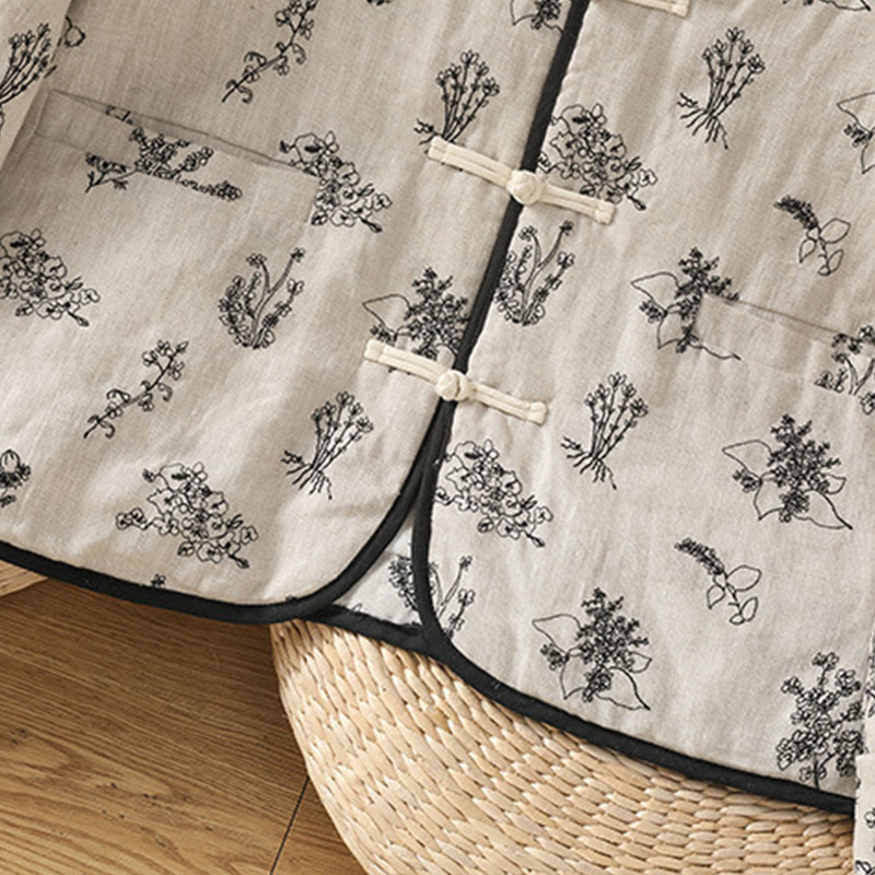 Veste matelassée à manches longues et poches, imprimée avec boutons grenouille, pour femme, de la Buddha Stones - image 5