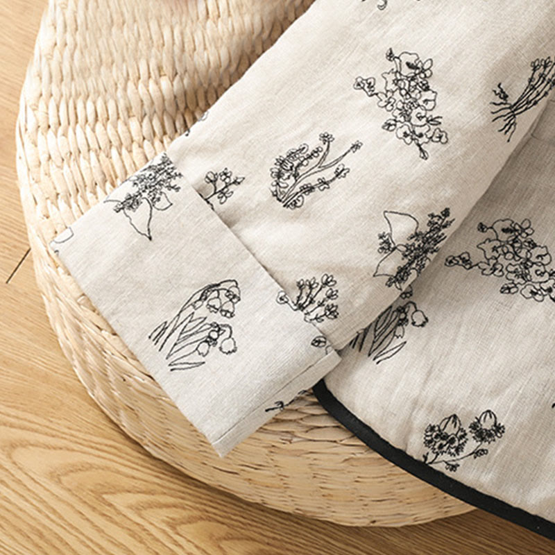 Veste matelassée à manches longues et poches, imprimée avec boutons grenouille, pour femme, de la Buddha Stones - image 8