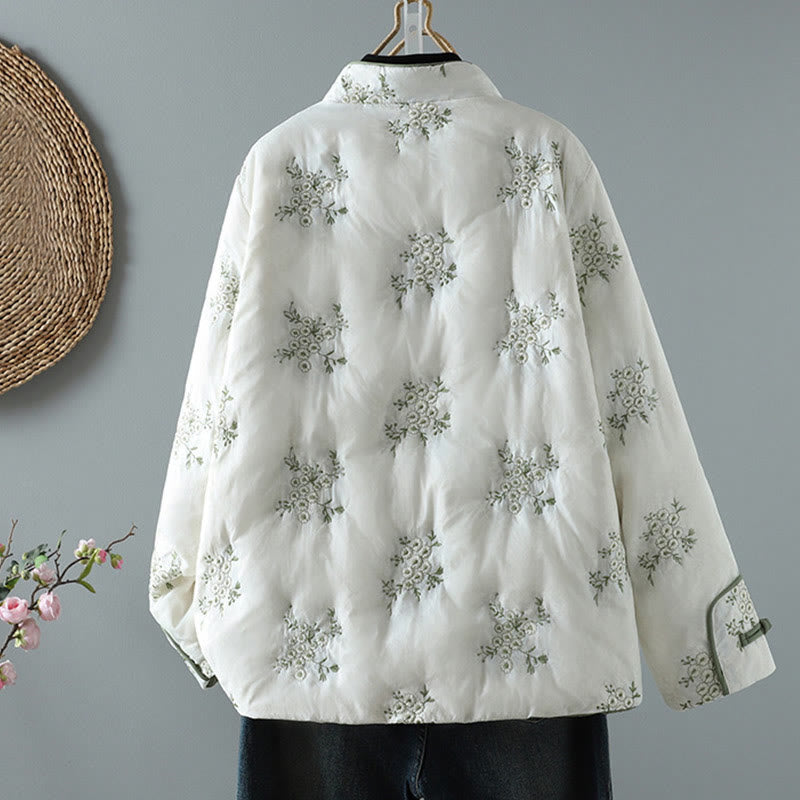 Veste épaisse à manches longues et poches, brodée, avec boutons brandebourg, motif Buddha Stones pour femme - image 2