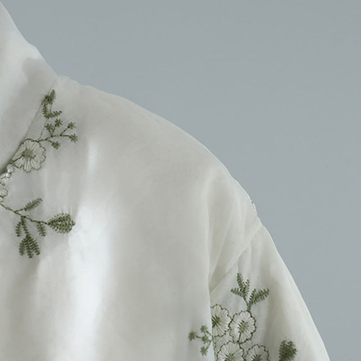 Veste en coton épais à manches longues et boutons grenouille brodés Buddha Stones pour femme avec poches - image 11