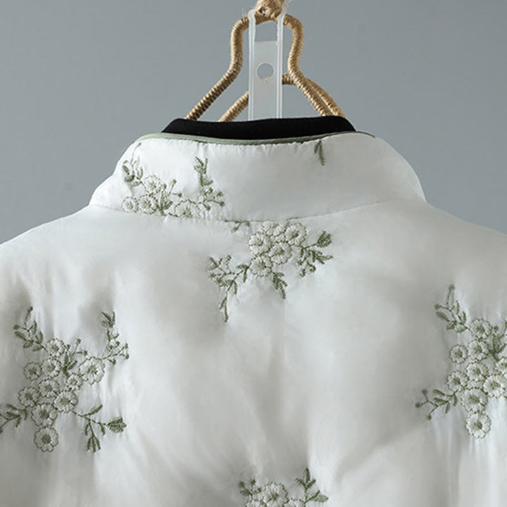Veste en coton épais à manches longues et boutons grenouille brodés Buddha Stones pour femme avec poches - image 8