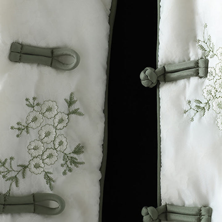 Veste en coton épais à manches longues et boutons grenouille brodés Buddha Stones pour femme avec poches - image 7