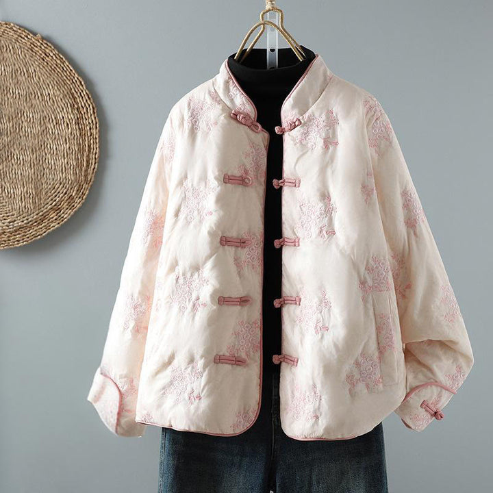Veste en coton épais à manches longues et boutons grenouille brodés Buddha Stones pour femme avec poches - Blush lavande - US14，UK/AU18，EU46 (2XL) - image 14