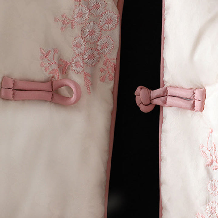 Veste en coton épais à manches longues et boutons grenouille brodés Buddha Stones pour femme avec poches - image 19