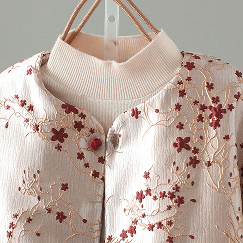 Veste en coton épais à manches longues et boutons jacquard pour femme Buddha Stones avec poches - image 2