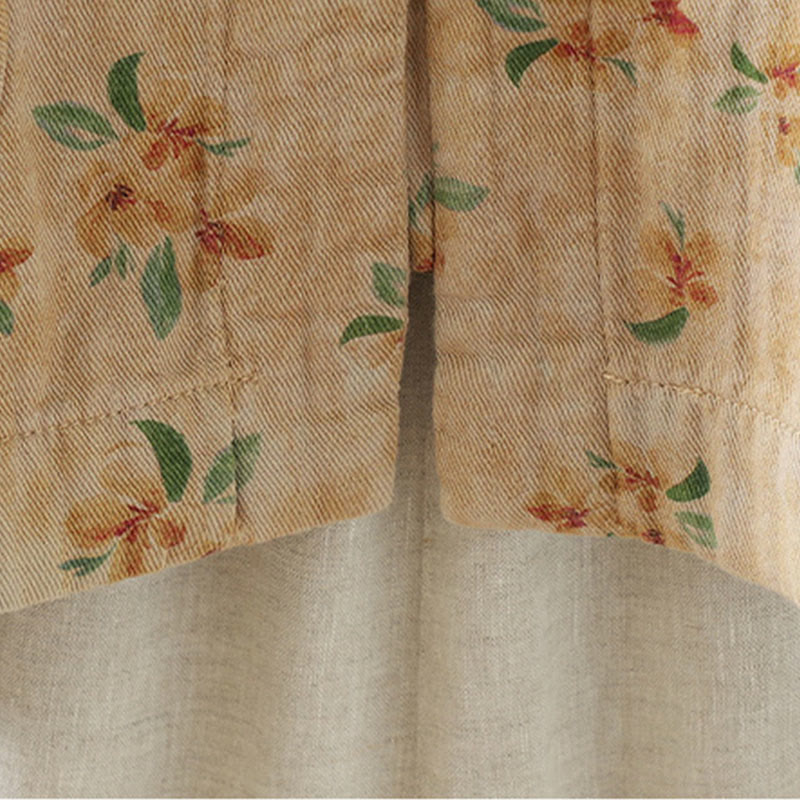 Veste en polyester à manches longues et boutons grenouille pour femme avec imprimé floral Buddha Stones et poches - image 3