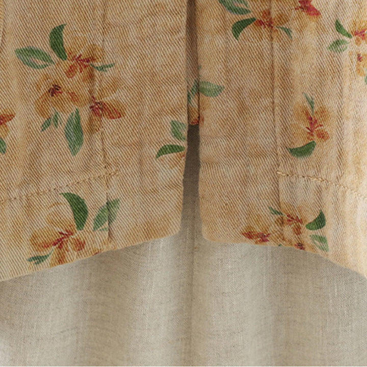 Veste en polyester à manches longues et boutons grenouille pour femme avec imprimé floral Buddha Stones et poches - image 3