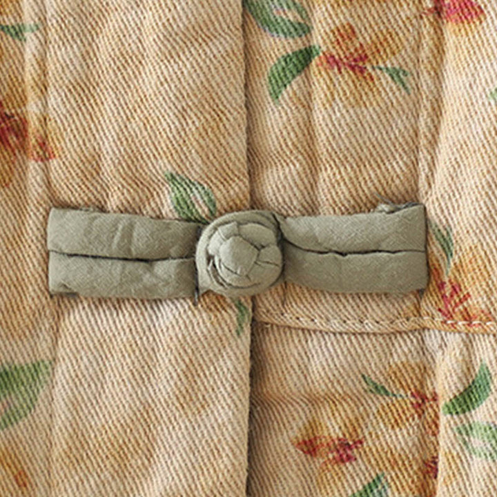 Veste en polyester à manches longues et boutons grenouille pour femme avec imprimé floral Buddha Stones et poches - image 4