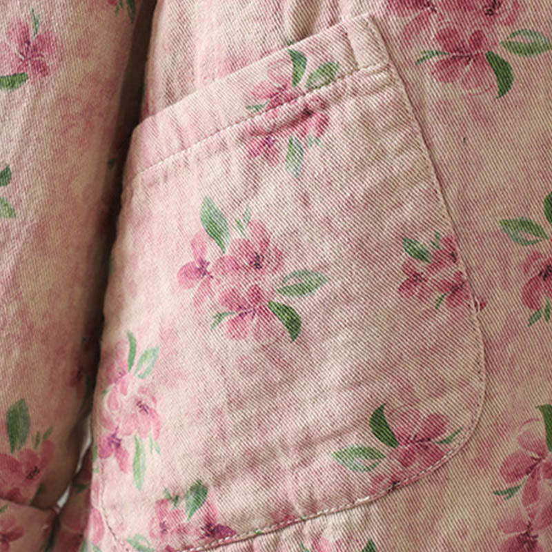 Veste en polyester à manches longues et boutons grenouille pour femme avec imprimé floral Buddha Stones et poches - image 13