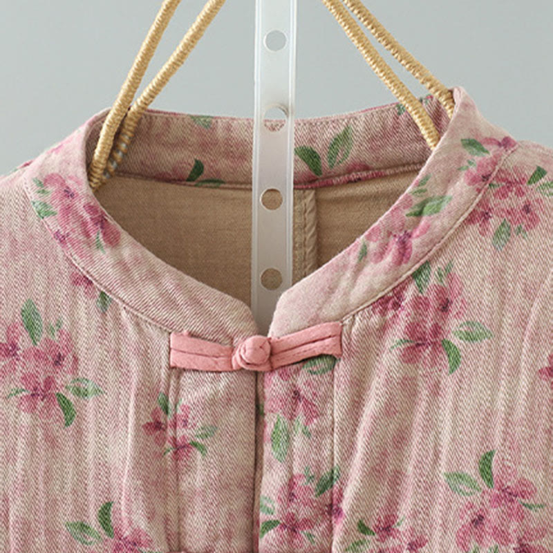 Veste en polyester à manches longues et boutons grenouille pour femme avec imprimé floral Buddha Stones et poches - image 8