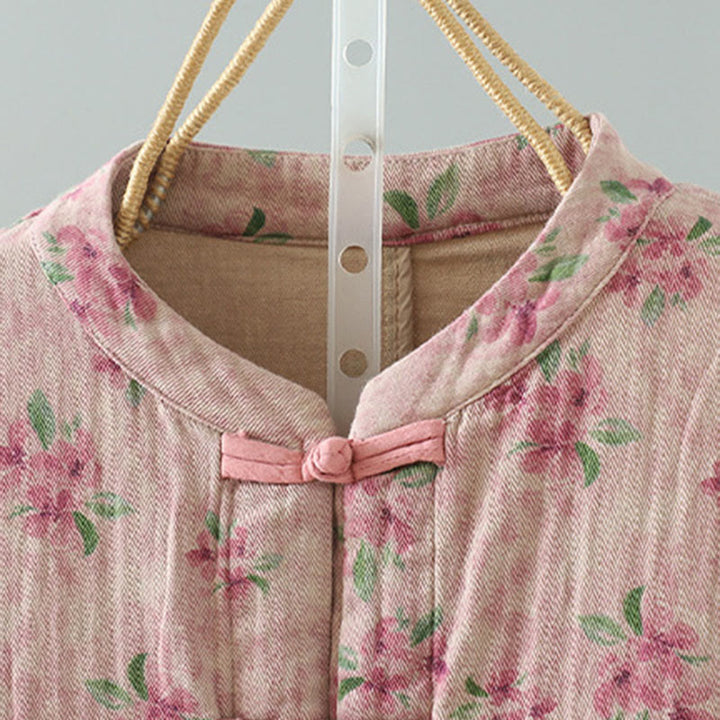 Veste en polyester à manches longues et boutons grenouille pour femme avec imprimé floral Buddha Stones et poches - image 8
