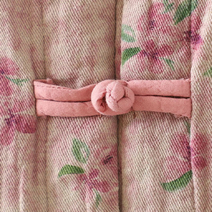 Veste en polyester à manches longues et boutons grenouille pour femme avec imprimé floral Buddha Stones et poches - image 14