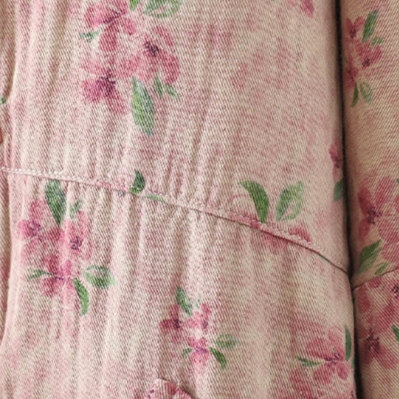 Veste en polyester à manches longues et boutons grenouille pour femme avec imprimé floral Buddha Stones et poches - image 12