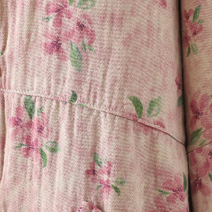 Veste en polyester à manches longues et boutons grenouille pour femme avec imprimé floral Buddha Stones et poches - image 12