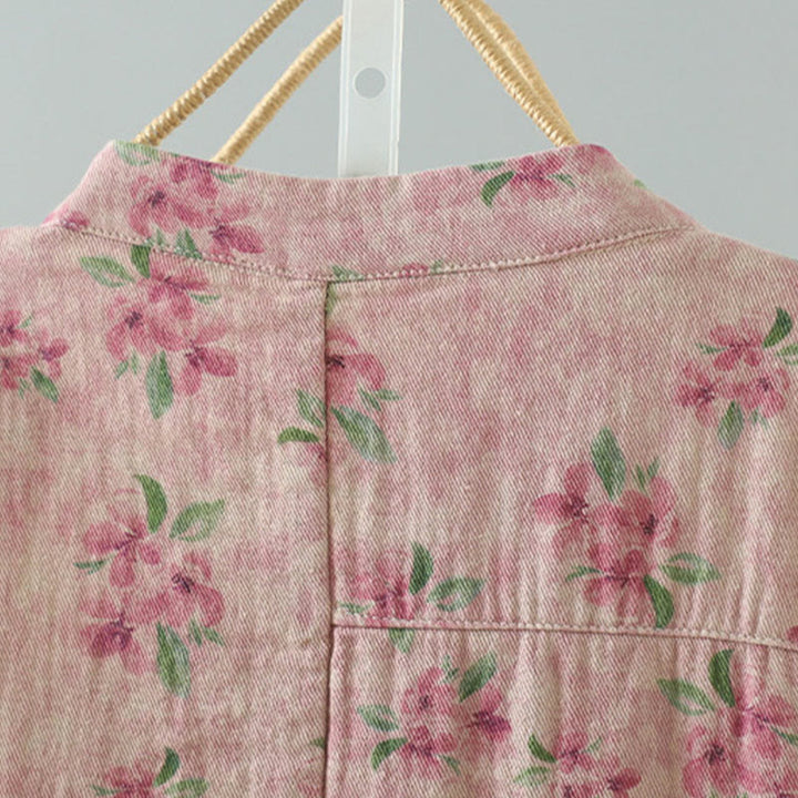 Veste en polyester à manches longues et boutons grenouille pour femme avec imprimé floral Buddha Stones et poches - image 9