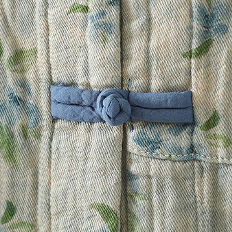 Veste en polyester à manches longues et boutons grenouille pour femme avec imprimé floral Buddha Stones et poches - image 19