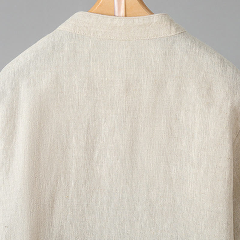 Chemise décontractée en coton à manches longues et col montant pour femme avec broderie Buddha Stones - image 5