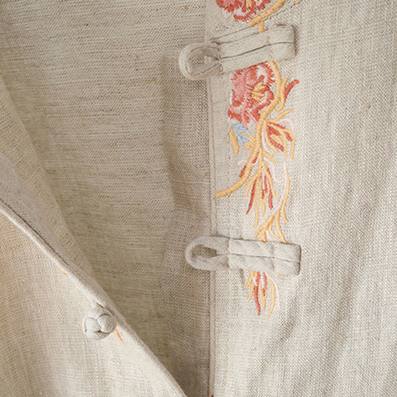 Chemise décontractée en coton à manches longues et col montant pour femme avec broderie Buddha Stones - image 9