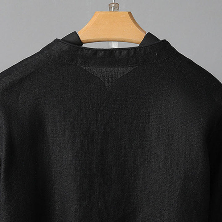 Chemise décontractée en coton à manches longues et col montant pour femme avec broderie Buddha Stones - image 23