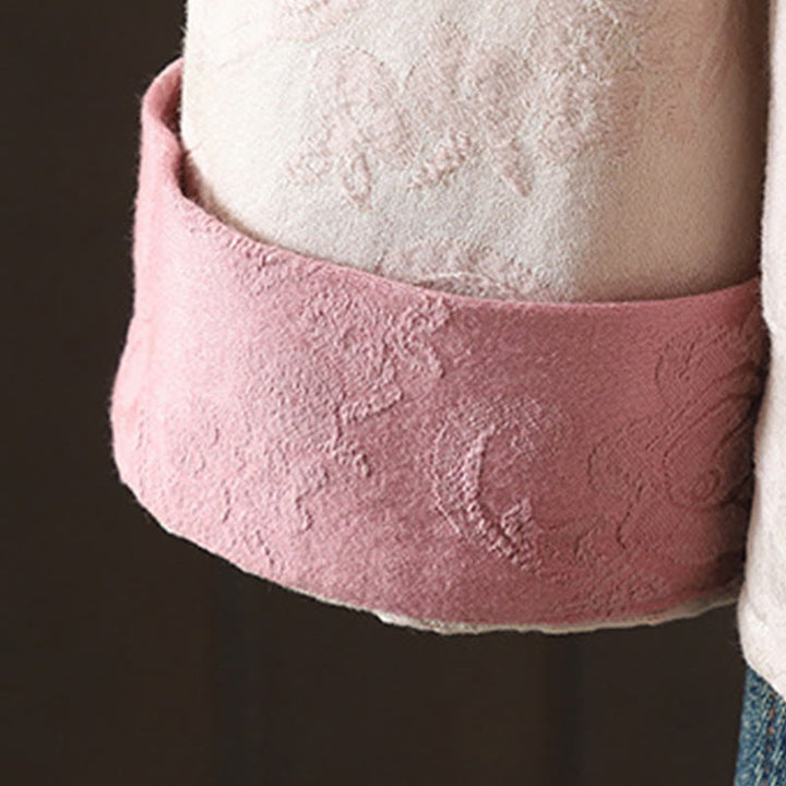 Chemise décontractée en coton à manches longues et col montant pour femme avec motif floral Buddha Stones - image 9