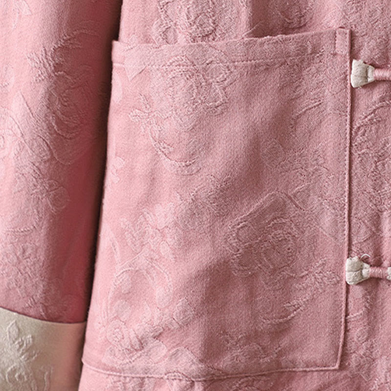 Chemise décontractée en coton à manches longues et col montant pour femme avec motif floral Buddha Stones - image 15