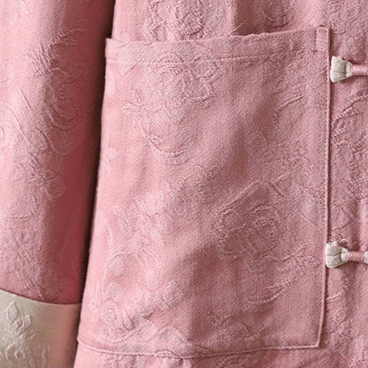 Chemise décontractée en coton à manches longues et col montant pour femme avec motif floral Buddha Stones - image 15