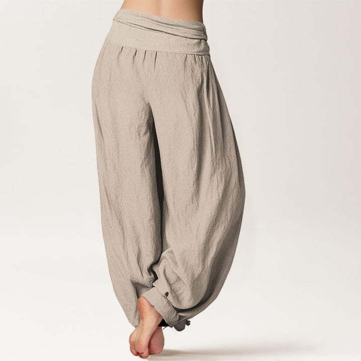 Pantalon sarouel en coton à taille élastique pour femme, motif grue volante et Buddha Stones - image 13