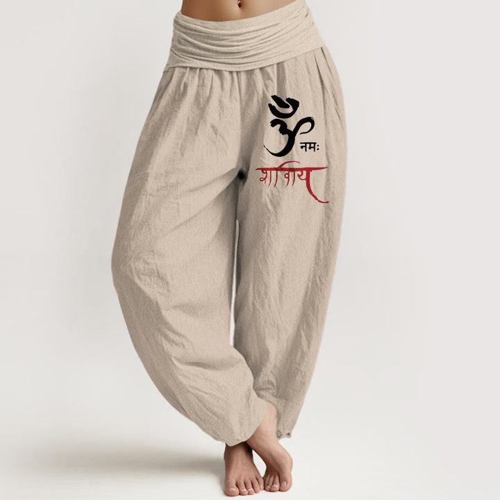 Pantalon sarouel en coton à taille élastique pour femme, motif Buddha Stones et sorts Om - Tanné - US22，UK/AU26，EU54 (6XL) - image 14