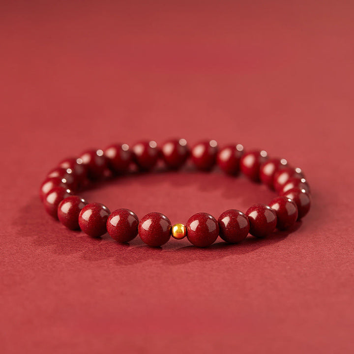 Bracelet de bénédiction en argent sterling 925 et perles de cinabre avec Buddha Stones - Cinabre 8 mm et argent sterling 925 5 mm - image 8