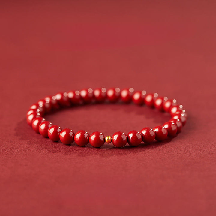 Bracelet de bénédiction en argent sterling 925 et perles de cinabre avec Buddha Stones - Cinabre impérial de 6 mm et argent sterling 925 de 4 mm - image 7