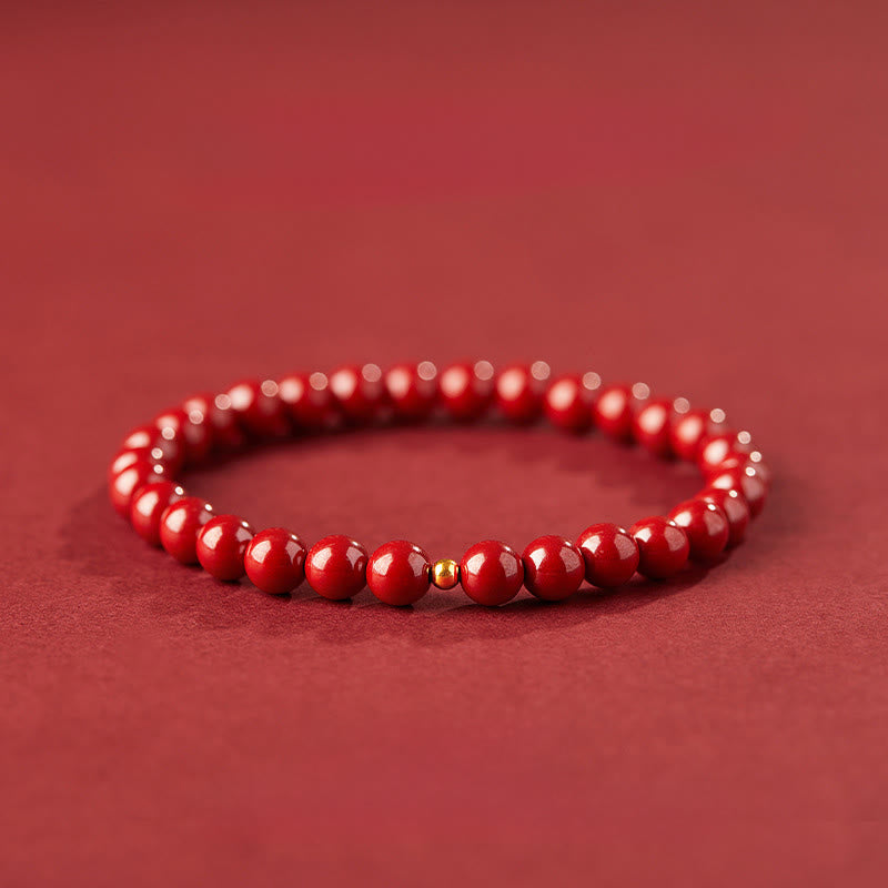 Bracelet de bénédiction en argent sterling 925 et perles de cinabre avec Buddha Stones - Cinabre impérial de 6 mm et argent sterling 925 de 4 mm - image 7