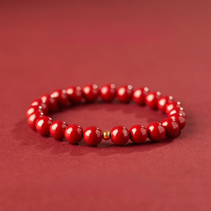 Bracelet de bénédiction en argent sterling 925 et perles de cinabre avec Buddha Stones - Cinabre impérial 8 mm et argent sterling 925 5 mm - image 9