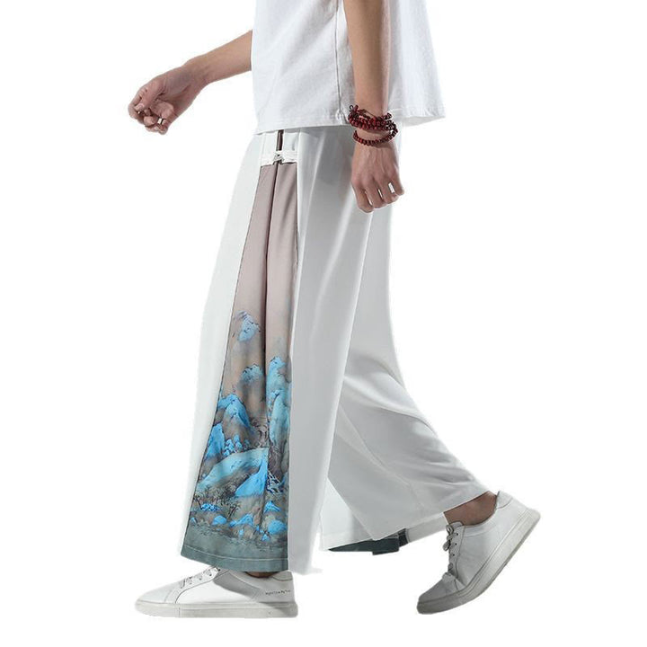Buddha Stones Pantalon large pour homme à motif montagnes et rivières avec poches - image 16