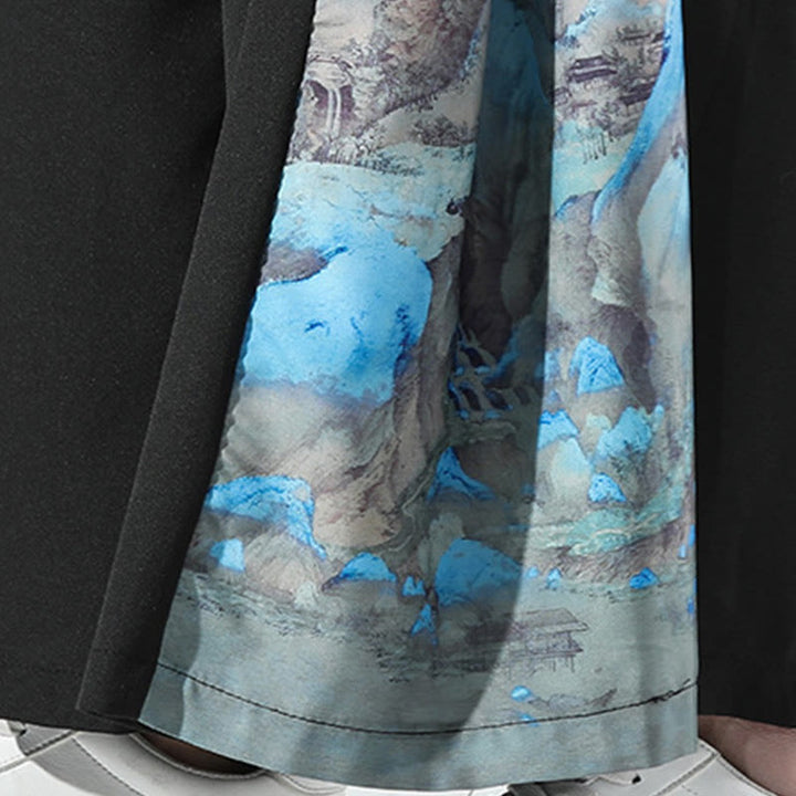 Buddha Stones Pantalon large pour homme à motif montagnes et rivières avec poches - image 9
