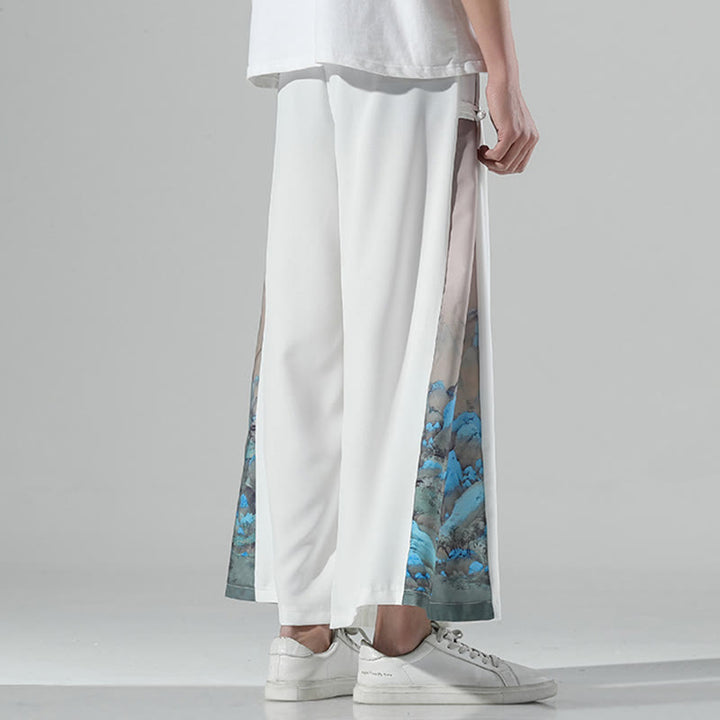 Buddha Stones Pantalon large pour homme à motif montagnes et rivières avec poches - image 14