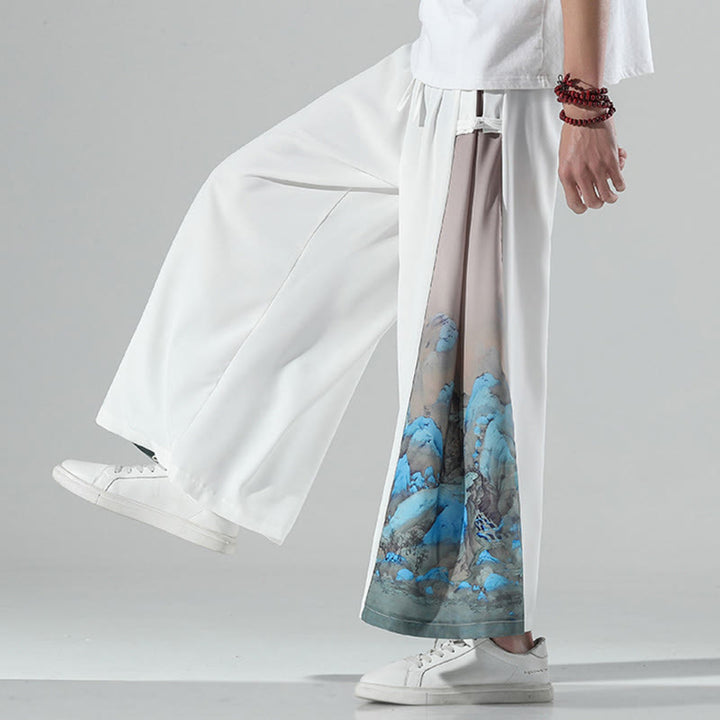 Buddha Stones Pantalon large pour homme à motif montagnes et rivières avec poches - image 15