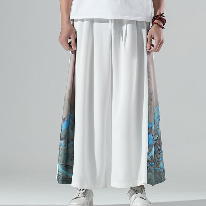 Buddha Stones Pantalon large pour homme à motif montagnes et rivières avec poches - image 12