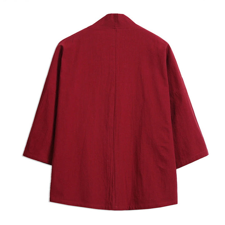 Kimono homme manches trois-quarts brodé avec Buddha Stones et grue blanche et nuages ​​de bon augure - image 5