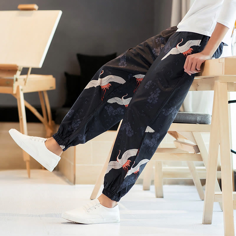 Pantalon sarouel pour homme avec poches, motif grue et Buddha Stones - image 7