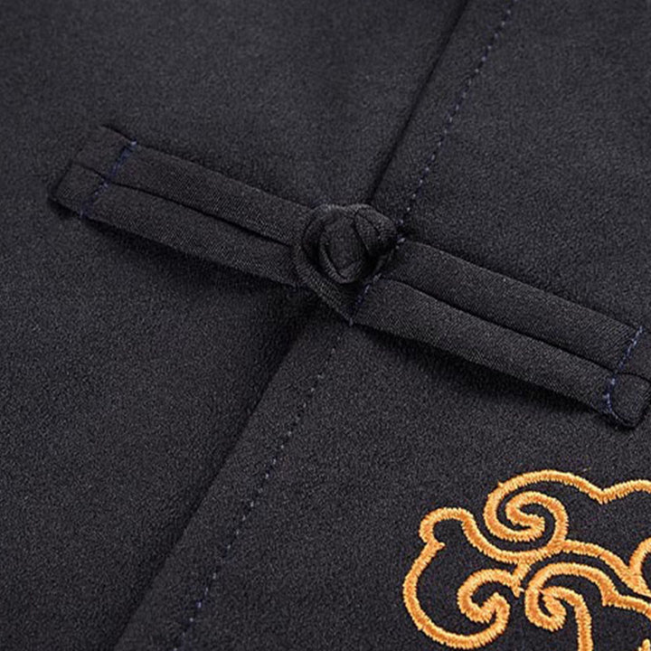 Veste à manches longues pour homme avec broderie de Buddha Stones et dragon et bouton grenouille - image 6
