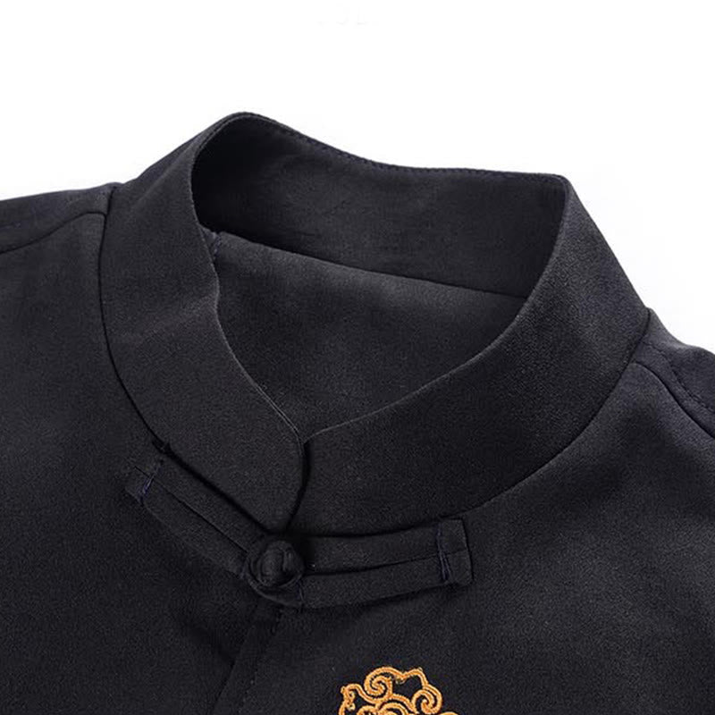 Veste à manches longues pour homme avec broderie de Buddha Stones et dragon et bouton grenouille - image 4