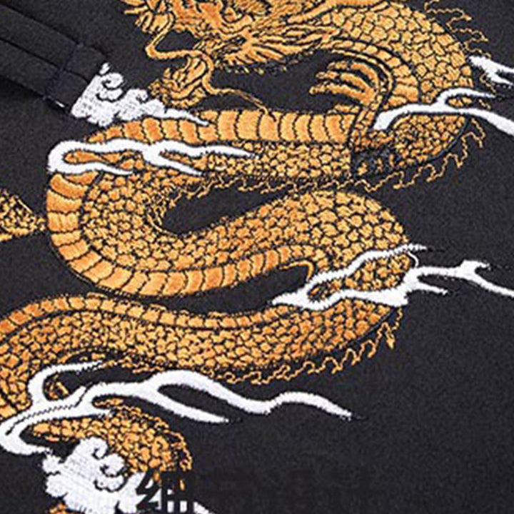 Veste à manches longues pour homme avec broderie de Buddha Stones et dragon et bouton grenouille - image 5