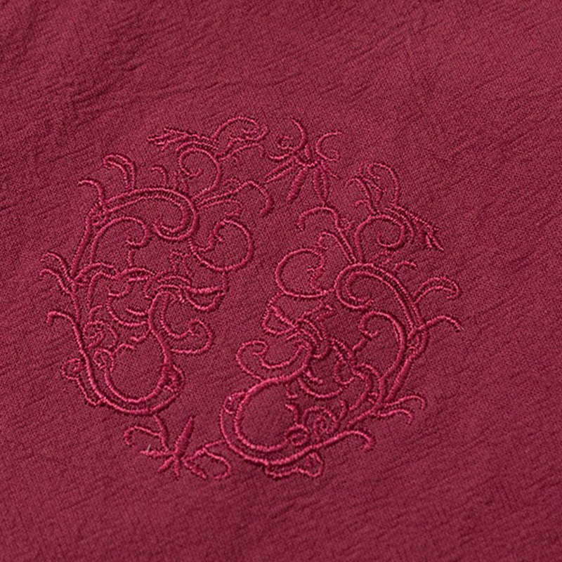 Ensemble 2 Buddha Stones et pantalon en coton uni à manches longues et boutons grenouille pour homme avec poches - image 9