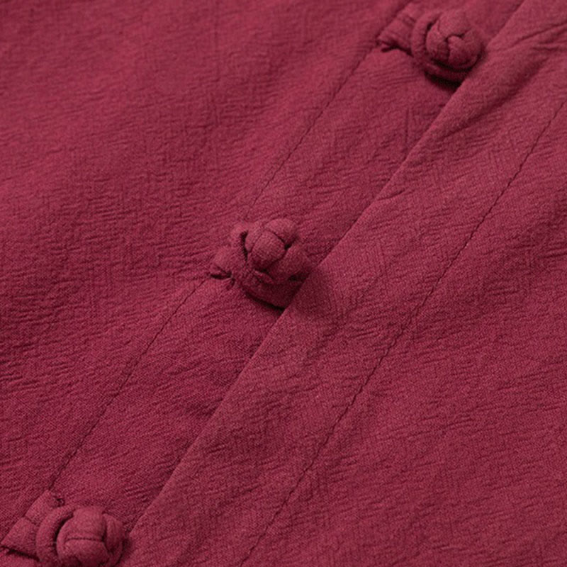 Ensemble 2 Buddha Stones et pantalon en coton uni à manches longues et boutons grenouille pour homme avec poches - image 5